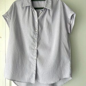 Striped button up shortsleeved tee (S)